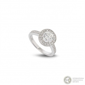 White Gold Round Brilliant Cut Diamond Ring 1.07ct H/SI3